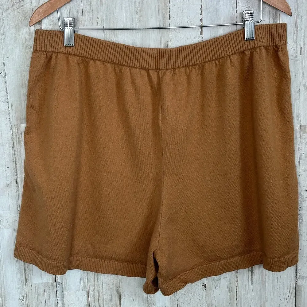 NWOT J Crew Cotton Cashmere Shorts XL Camel Brown Cozy Quiet Luxury Preppy